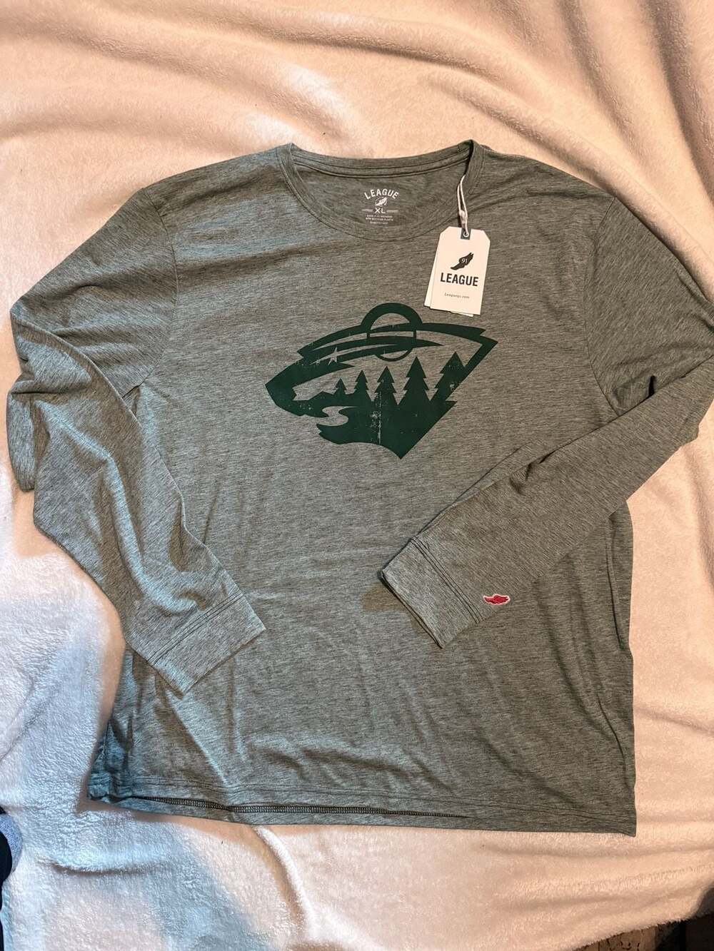 League 91 Minnesota Wild Men's Heather Green Long Sleeve Recycled Material Graph